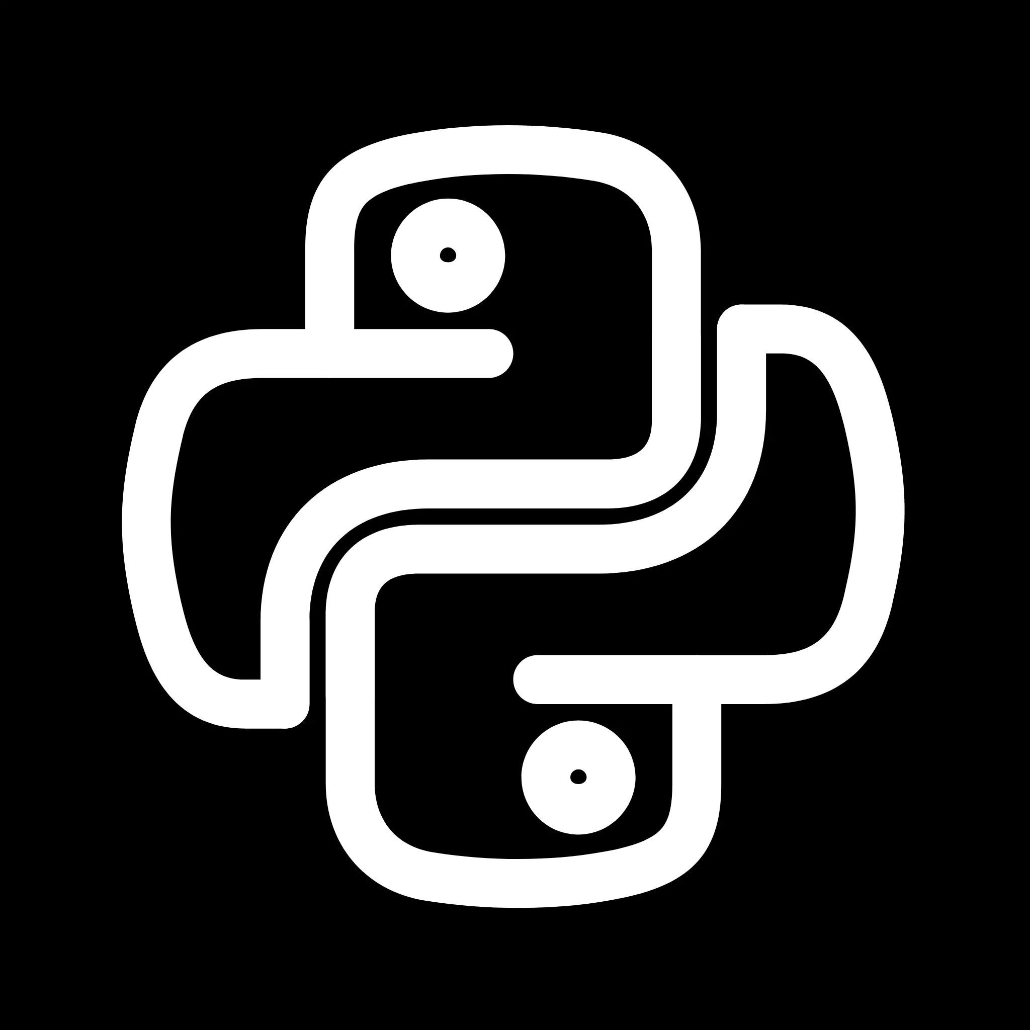 Python logo, representing the programming language Python.